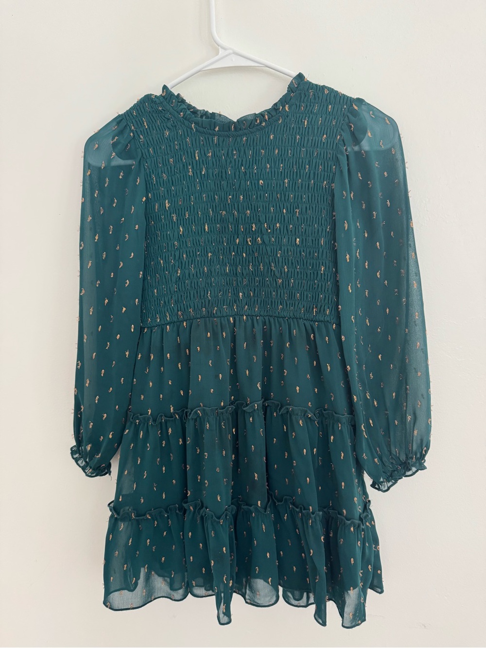 Zunie Kids Girls' Teal Long-Sleeve Tiered Dress